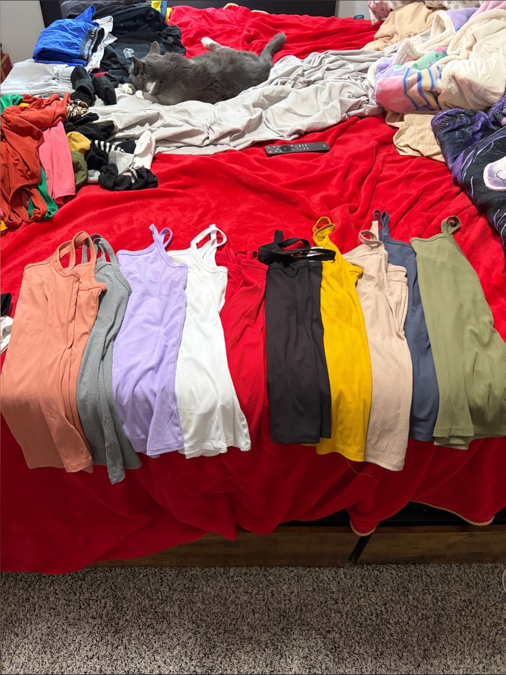 Lot of 11 Lightweight Ribbed Tank Tops - Assorted Colors